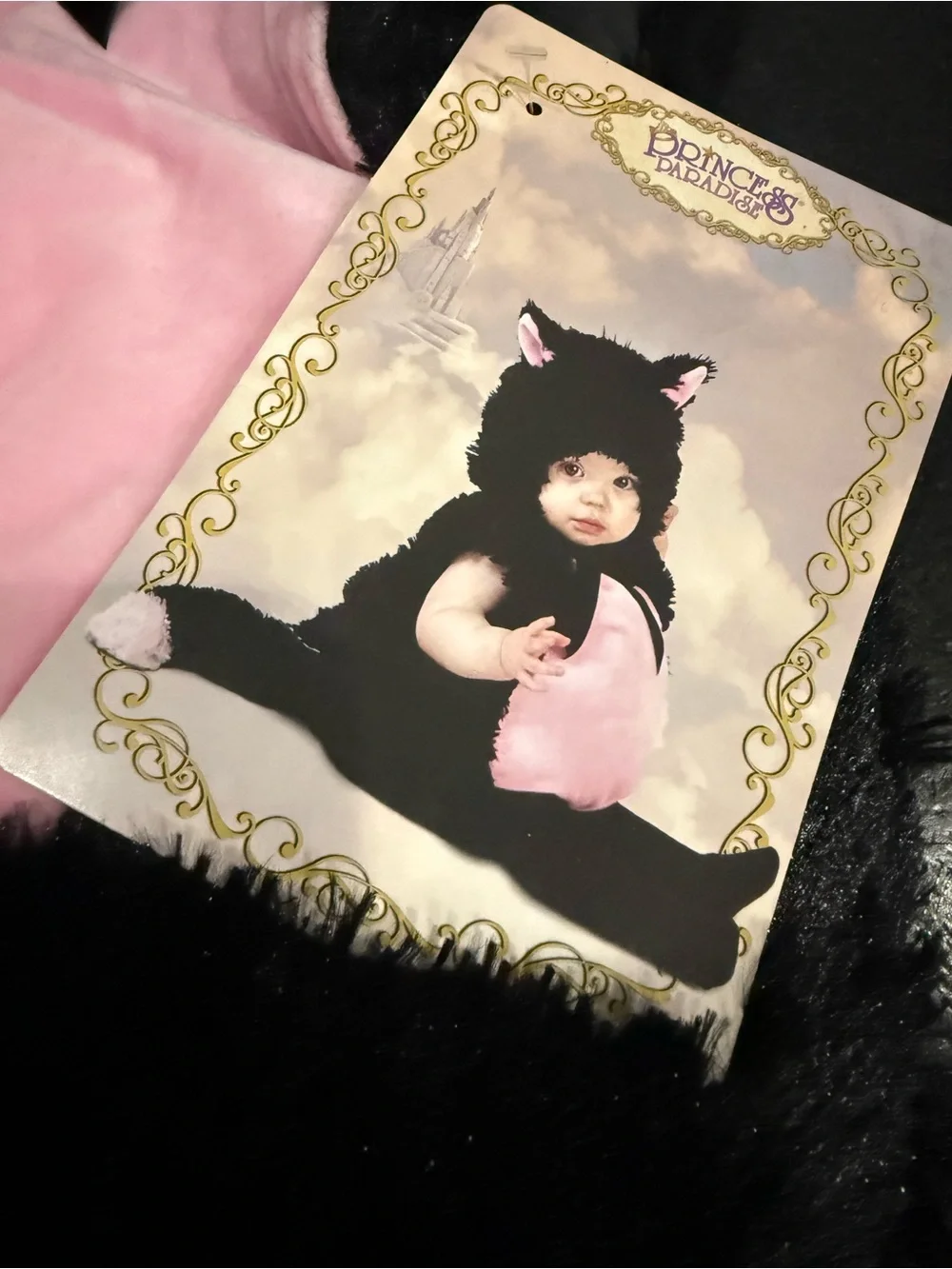 PRINCESS PARADISE Infant FUZZY Plush Black & Pink Kitty Cat Costume 6-12 Months
